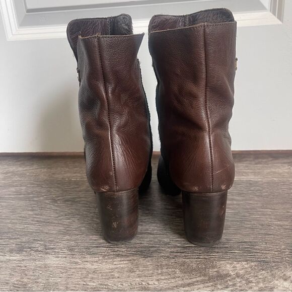 Leather Calf Hair Heeled Ankle Boots Booties Size 10 Velez for Leather Lovers - Picture 5 of 10